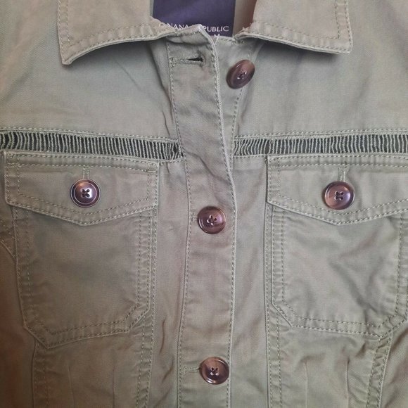 Banana Republic Army Green Eyelet Trim Utility Safari Cargo Jacket Womens Small - Picture 2 of 10
